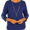 Buy 👏 Alfred Dunner Petite Lake Placid Embroidered Sweater With Detachable Necklace 😉 -Alfred Dunner Sales Belk 1017