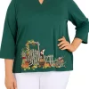 Wholesale ⌛ Alfred Dunner Plus Size Classics Garden Gate Border Top 😀