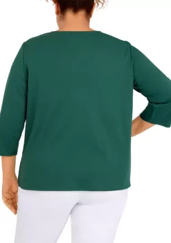 Wholesale ⌛ Alfred Dunner Plus Size Classics Garden Gate Border Top 😀 -Alfred Dunner Sales Belk 1034