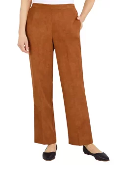 Promo 👍 Alfred Dunner Petite Madagascar Pull-On Straight Leg Pants in Regular Length ⌛
