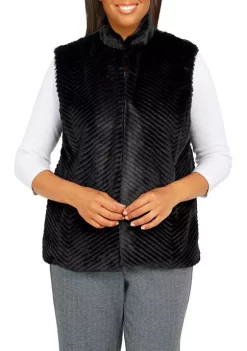 Best reviews of ❤️ Alfred Dunner Petite Empire State Chevron Faux Fur Vest 👏 -Alfred Dunner Sales Belk 1056