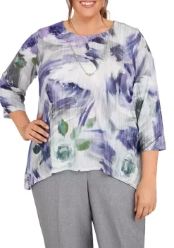 Wholesale 🔥 Alfred Dunner Plus Size Brushstroke Floral Print Knit Top 🥰 -Alfred Dunner Sales Belk 1059