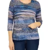 New ⭐ Alfred Dunner Petite Classics Animal Biadere Burnout Knit Top ✔️ -Alfred Dunner Sales Belk 1076