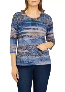New ⭐ Alfred Dunner Petite Classics Animal Biadere Burnout Knit Top ✔️ -Alfred Dunner Sales Belk 1078