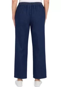 Promo 🎁 Alfred Dunner 👩 Women's Shenandoah Valley Denim Pull-On Straight Leg Short Length Pants 😀 -Alfred Dunner Sales Belk 1090
