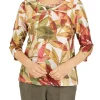Best deal ✔️ Alfred Dunner 👩 Women's Textured Leaf Print Top 🔔 -Alfred Dunner Sales Belk 1097