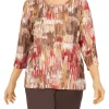 Best deal 💯 Alfred Dunner Petite Sorrento Shimmer Brushstroke Print Top 😍 -Alfred Dunner Sales Belk 110