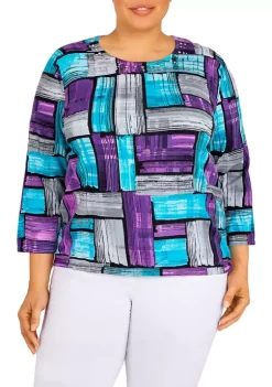 Budget 😉 Alfred Dunner Plus Size Classics Color Block Knit Sweater 👍 -Alfred Dunner Sales Belk 1103