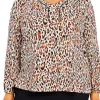 Flash Sale 🥰 Alfred Dunner Plus Size Madagascar Leopard Print Split Neck 3/4 Sleeve 👕 Shirt 😍 -Alfred Dunner Sales Belk 1105