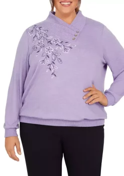 Brand new 👍 Alfred Dunner Plus Size Victoria Falls Long Sleeve Heather Knit Top 😍