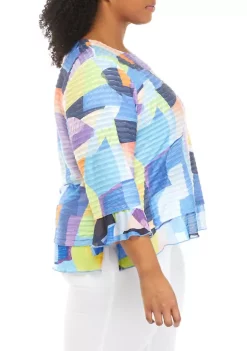 Flash Sale 🛒 Alfred Dunner Plus Size Color Block Print Top 🌟 -Alfred Dunner Sales Belk 1151