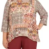 Cheapest 🔥 Alfred Dunner Plus Size Sorrento Shimmer Baroque Patchwork Print Top 🥰 -Alfred Dunner Sales Belk 116