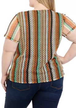 Flash Sale 🔔 Alfred Dunner Plus Size Vertical Stripe Textured Knit Top ⌛ -Alfred Dunner Sales Belk 1177