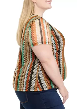 Flash Sale 🔔 Alfred Dunner Plus Size Vertical Stripe Textured Knit Top ⌛ -Alfred Dunner Sales Belk 1178