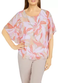 Cheap ❤️ Alfred Dunner 👩 Women's Key Largo Abstract Floral Flutter Woven 👚 Shirt 😀