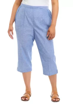Cheap 🥰 Alfred Dunner Plus Size Solid Capris with Hem Tab 😀 -Alfred Dunner Sales Belk 1189