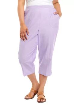 Cheap 🥰 Alfred Dunner Plus Size Solid Capris with Hem Tab 😀 -Alfred Dunner Sales Belk 1190