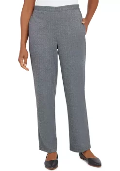 Deals 👏 Alfred Dunner 👩 Women's Empire State Knit Herringbone Pull-On Straight Leg Average Length Pants 🧨 -Alfred Dunner Sales Belk 1197