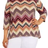 New 🎉 Alfred Dunner Plus Size Chevron Puff Print Top ✔️ -Alfred Dunner Sales Belk 1201