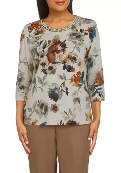 Outlet 🎁 Alfred Dunner Petite Classics Squirrel Print Knit Top 😍 -Alfred Dunner Sales Belk 1207