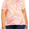 Deals ✨ Alfred Dunner Plus Size Striped Patchwork Print Top 🌟 -Alfred Dunner Sales Belk 1208
