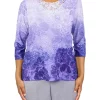 Promo 👏 Alfred Dunner Petite Medallion Ombré Print Top 🔔 -Alfred Dunner Sales Belk 1215