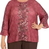 Cheapest 👏 Alfred Dunner Plus Size Sorrento Floral Texture Lace Trim Top 😍 -Alfred Dunner Sales Belk 122