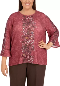 Cheapest 👏 Alfred Dunner Plus Size Sorrento Floral Texture Lace Trim Top 😍
