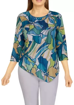 New 😀 Alfred Dunner 👩 Women's Classics Stained Glass Floral Print Knit Top 🥰 -Alfred Dunner Sales Belk 1230