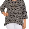 Discount 🎉 Alfred Dunner Plus Size Geometric Puff Print Knit Top 🔥