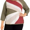 Top 10 ⭐ Alfred Dunner Plus Size Copper Canyon Color Block 3/4 Sleeve Sweater ✔️