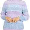 Cheapest 👏 Alfred Dunner 👩 Women's Victoria Falls Mock Neck Stripe Chenille Sweater 😉 -Alfred Dunner Sales Belk 1241