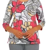 Cheap ⭐ Alfred Dunner 👩 Women's Empire State Crew Neck 3/4 Sleeve Floral Print Top ❤️ -Alfred Dunner Sales Belk 1254