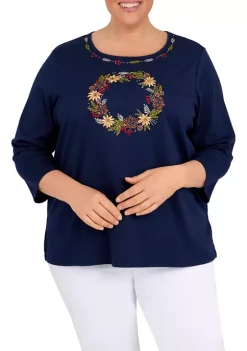 Brand new 👍 Alfred Dunner Plus Size Classics Center Fall Wreath Top 👏 -Alfred Dunner Sales Belk 1269