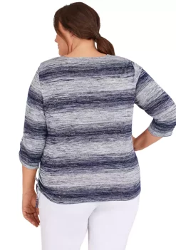 Discount ✔️ Alfred Dunner Plus Size 3/4 Sleeve Space Dye Top 😀 -Alfred Dunner Sales Belk 1271