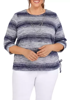 Discount ✔️ Alfred Dunner Plus Size 3/4 Sleeve Space Dye Top 😀 -Alfred Dunner Sales Belk 1272
