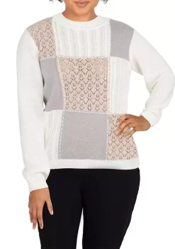 Best Sale π Alfred Dunner π© Women's Mock Neck Long Sleeve Color Block Sweater π§¨