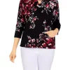 Promo 🥰 Alfred Dunner Plus Size Asymmetric Floral Print Sweater ⭐ -Alfred Dunner Sales Belk 1284