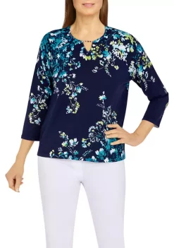 Promo 🥰 Alfred Dunner Plus Size Asymmetric Floral Print Sweater ⭐ -Alfred Dunner Sales Belk 1286