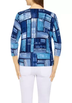 Discount 😉 Alfred Dunner 👩 Women's Classic Color Block Print Knit Sweater ❤️ -Alfred Dunner Sales Belk 1293