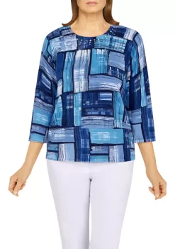 Discount 😉 Alfred Dunner 👩 Women's Classic Color Block Print Knit Sweater ❤️ -Alfred Dunner Sales Belk 1295