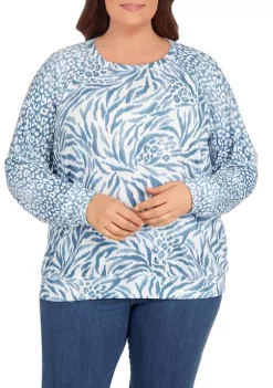 Coupon 💯 Alfred Dunner Plus Size Floral Park Crew Neck Animal Print Top 🔥 -Alfred Dunner Sales Belk 1329