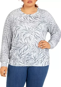 Coupon 💯 Alfred Dunner Plus Size Floral Park Crew Neck Animal Print Top 🔥 -Alfred Dunner Sales Belk 1330
