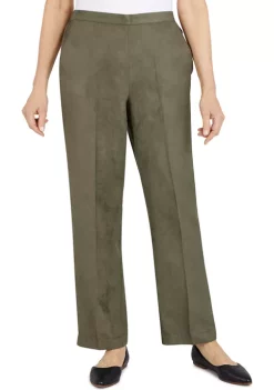 Coupon 👍 Alfred Dunner Petite Copper Canyon Suede Pull-On Straight Leg Pants In Regular Length 😉