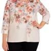 Cheapest 👍 Alfred Dunner Plus Size Stonehenge Crew Neck Watercolor Floral Print Top ⭐ -Alfred Dunner Sales Belk 1349