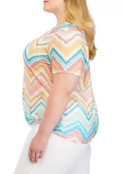 Best Pirce ⭐ Alfred Dunner Plus Size Watercolor Chevron Print Top ⭐ -Alfred Dunner Sales Belk 1364