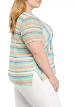 Promo 🎉 Alfred Dunner Plus Size Spliced Texture Knit Top ⭐ -Alfred Dunner Sales Belk 1371