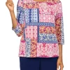 Best Sale ⭐ Alfred Dunner 👩 Women's Sloane Street Scroll Medallion Patchwork Knit To 🔔