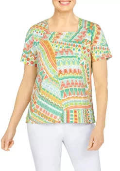 Top 10 💯 Alfred Dunner Classics Batik Patchwork Knit Top 🤩 -Alfred Dunner Sales Belk 1385