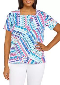 Top 10 💯 Alfred Dunner Classics Batik Patchwork Knit Top 🤩 -Alfred Dunner Sales Belk 1386